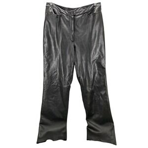 Vintage Classiques Entier Black Leather Straight Leg Pants Moto Biker Women's 12